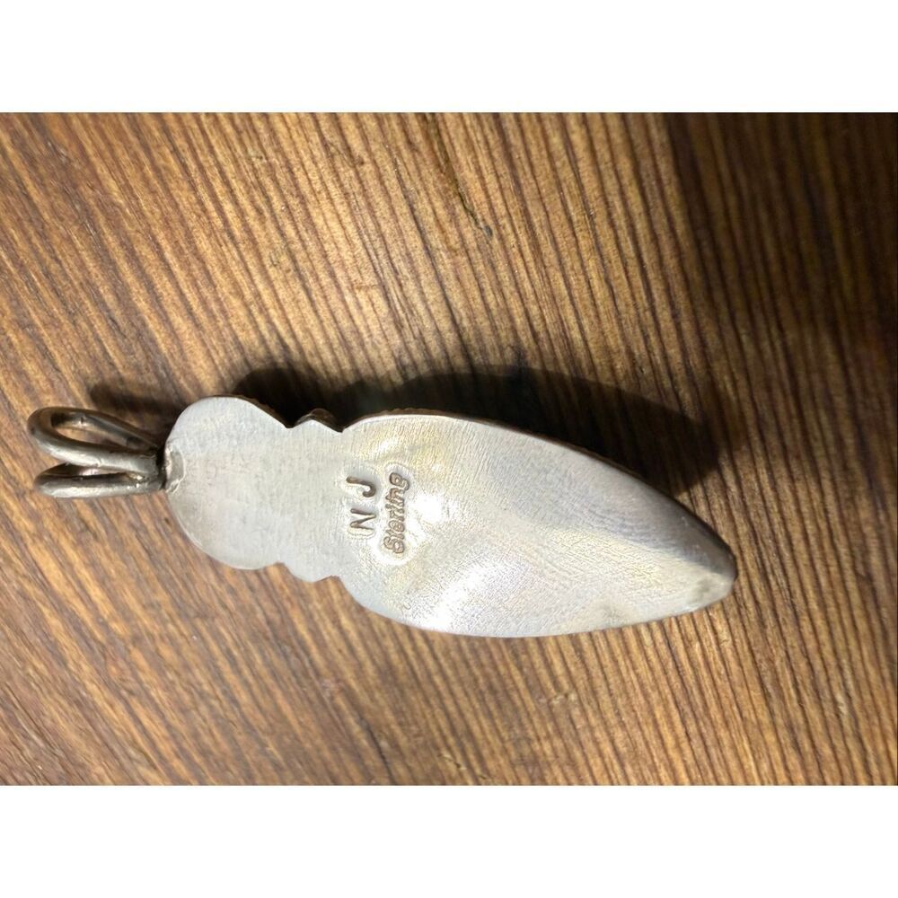 Beautiful vintage sterling silver pendant stamped NJ Sterling, Southwestern / ar - Picture 5 of 6